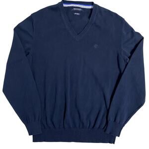 McNeal Clothing Company Sweater Men's L Dark Blue Pima Cotton v Neck Lightweight